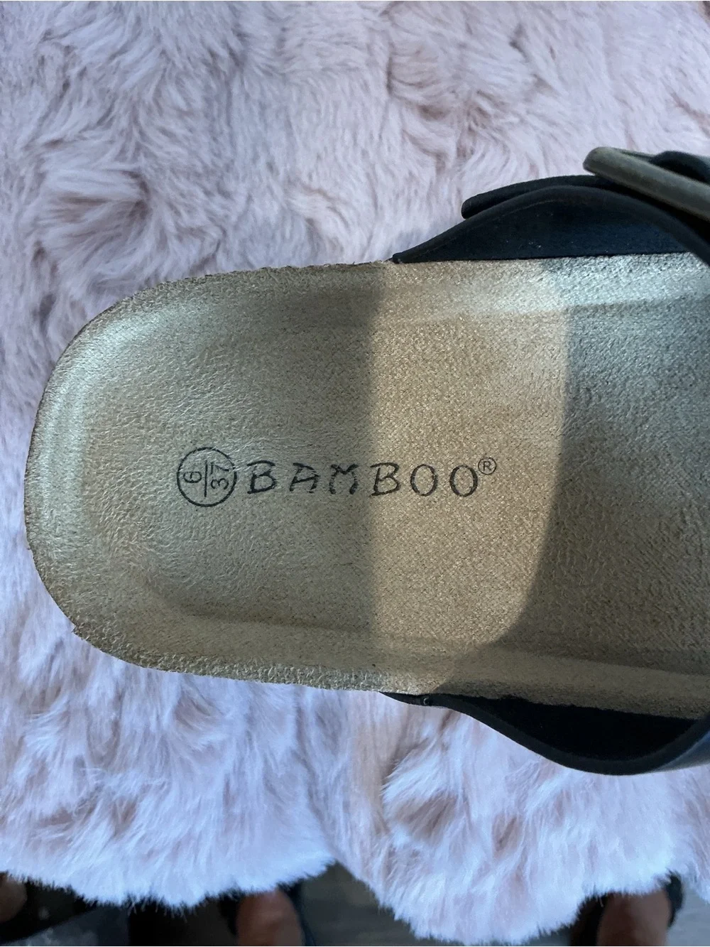 BAMBOO  Blowout Black Platform Double Buckle Slide Sandals
